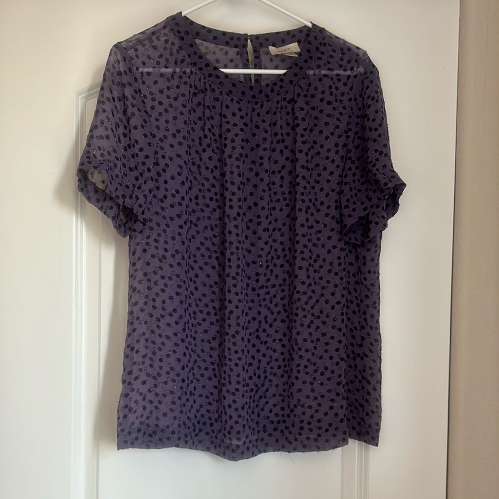 Loft Purple Polka Dot Blouse